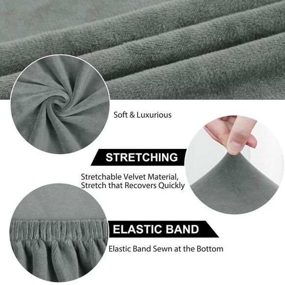 4Pcs Velvet Dinning Chair Seat Cover Slipcovers Gray - Picture 6 of 6